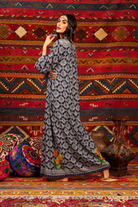 Yacamim Blue Printed Long Shirt with Puffy Long Sleeves