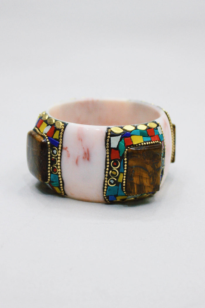 Yacamim Wide Ceramic Bracelet with Stones #446