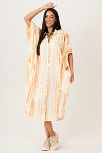 Yacamim N2 Digital Tie-Dye Dark Yellow Midi Shirt