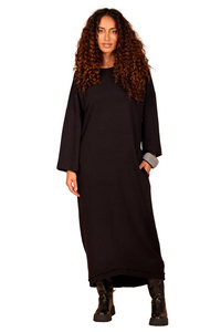 Black Midi Dress With Exclusive Yacamim Back Print