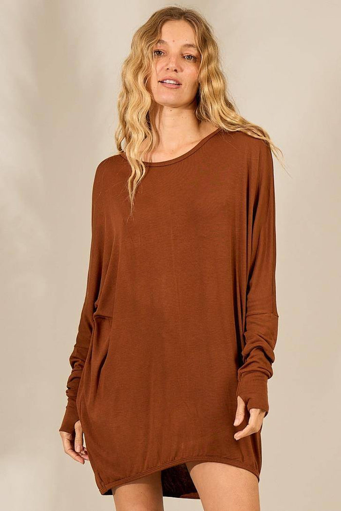 Yacamim Brown Basic Long Tank Top B2