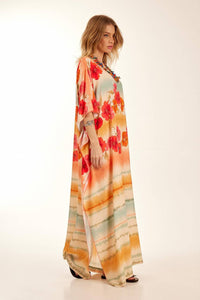 Yacamim Floral Digital Print Loose Long Kaftan