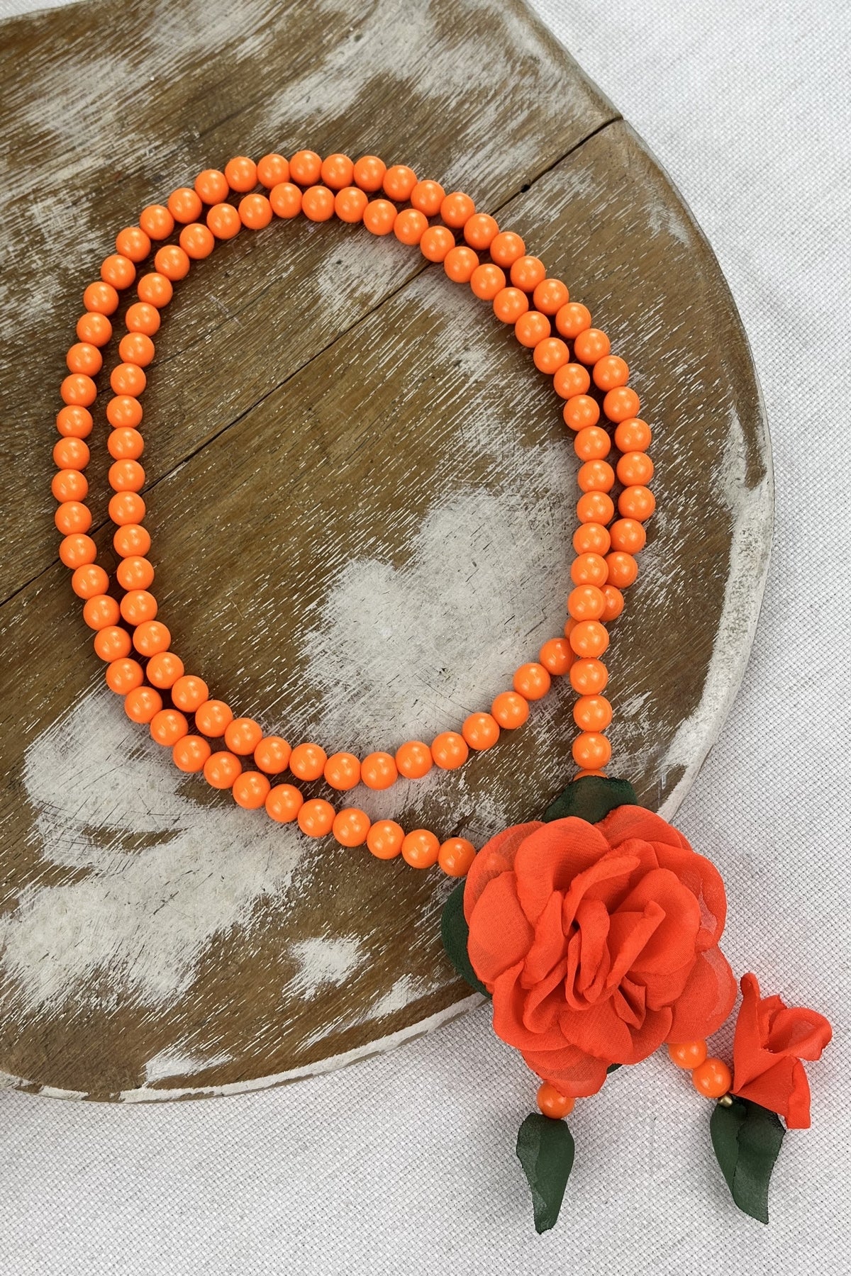 Our Lady Necklace with Orange Yacamim Flower #137