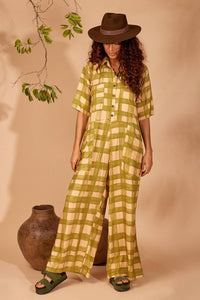 Yacamim Wide Jumpsuit with Short Sleeves and Pockets