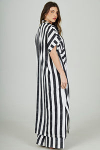 Yacamim Black and White Striped Long Shirt A3