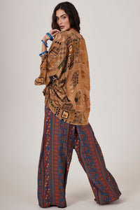 Yacamim Teal Printed Harem Wide-Leg Pants G10