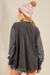 Yacamim A31 Oversized Long Sleeve Graphite Sweatshirt