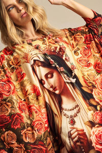 Loose Extended Tunic with Virgin Mary Print Yacamim B12