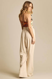 Yacamim G5 Beige Linen Straight Trousers