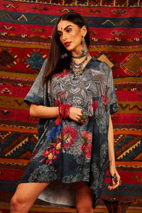 Yacamim Grey Elephant Print Oversized Shirt