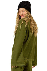 Yacamim A28 Basic Green Long Sleeve Sweatshirt