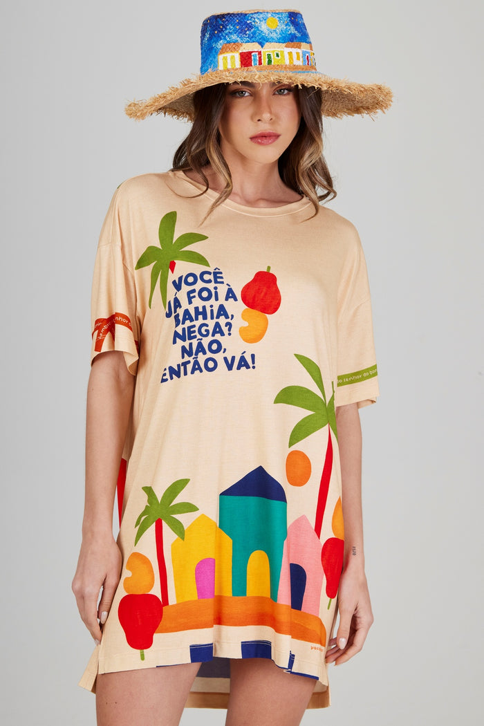 Camiseta Ampla Bege Bahêa Coleção Bahêa Yacamim Q8