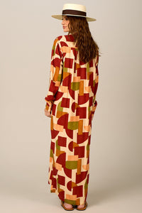 Yacamim N4 Long Oversized Geometric Print Shirt