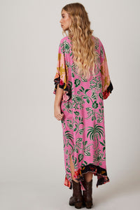 Yacamim J2 Loose Kaftan with Printed Rose Patchwork