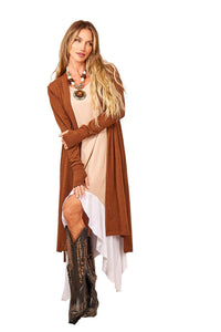 Yacamim Brown Cardigan with Tight Cuffs and Thumbholes