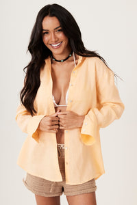 Yacamim A3/4 Light Orange Cambric 100% Linen Shirt