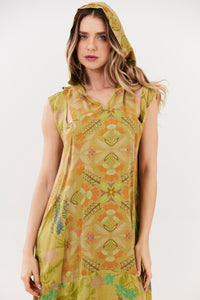 Yacamim Green Patchwork Midi Dress E28