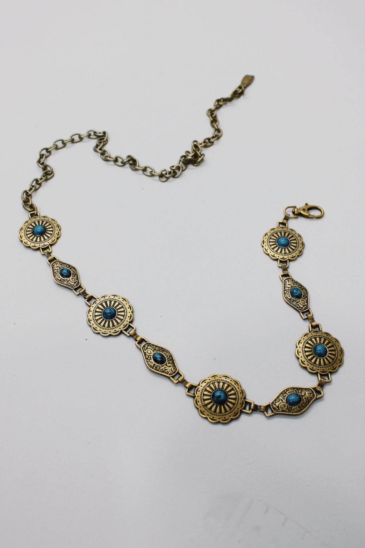Old Gold Metal Belt With Yacamim Stones #699