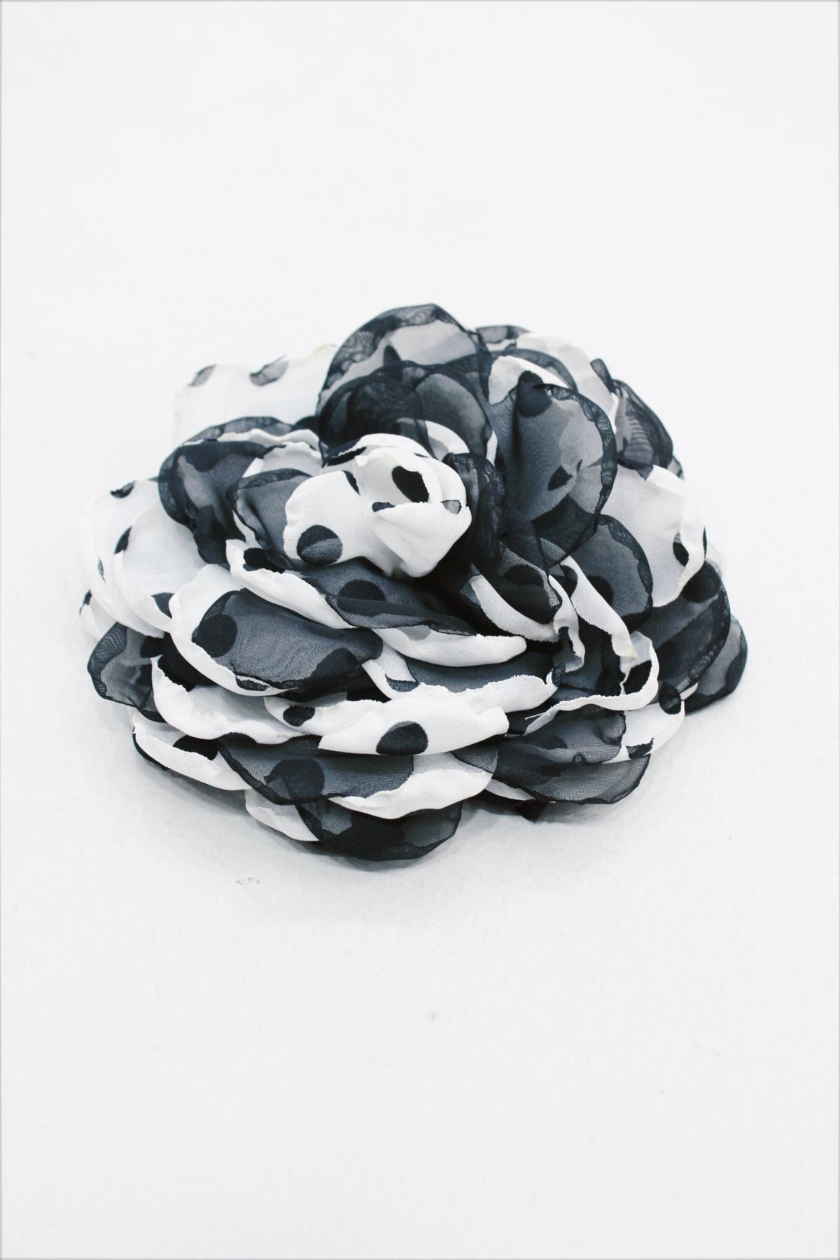 Black And White Polka Dot Tulle Flower Hair Clip Yacamim #549
