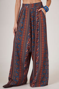 Yacamim Teal Printed Harem Wide-Leg Pants G10