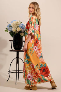 Yacamim J1 Wide Orange Printed Kaftan