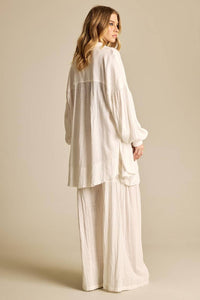 White Yacamim Wide-Leg Pants with Elastic Waistband A9