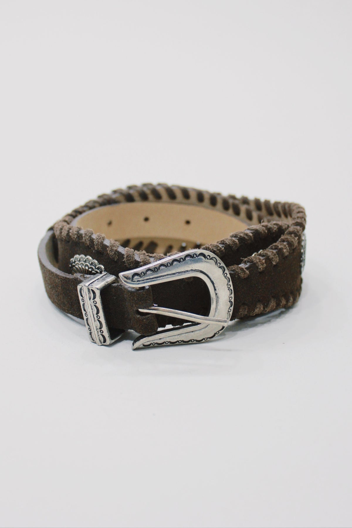 Yacamim Dark Brown Leather Belt with Metallic Buckle #666