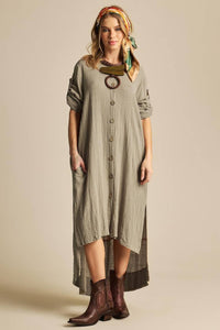 Yacamim C9 Extended Back Midi Dress in Green Tone