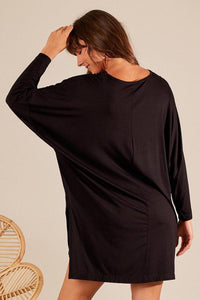 Yacamim Women's Black Extended Back Loose Basic Blouse