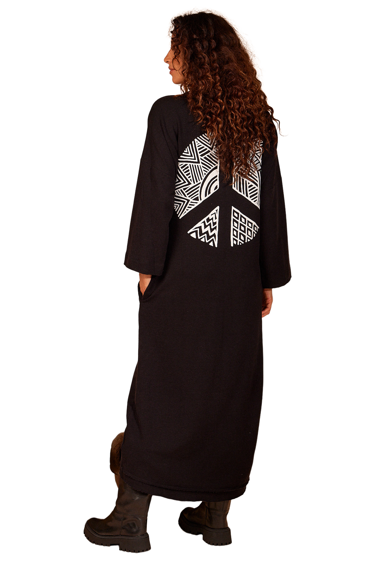 Black Midi Dress With Exclusive Yacamim Back Print