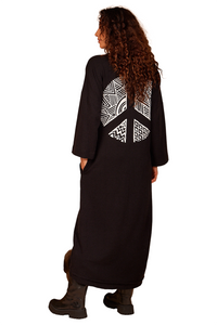 Black Midi Dress With Exclusive Yacamim Back Print