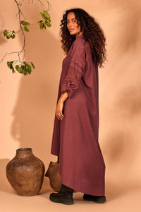 Yacamim Wine Mullet Shirt with Lace
