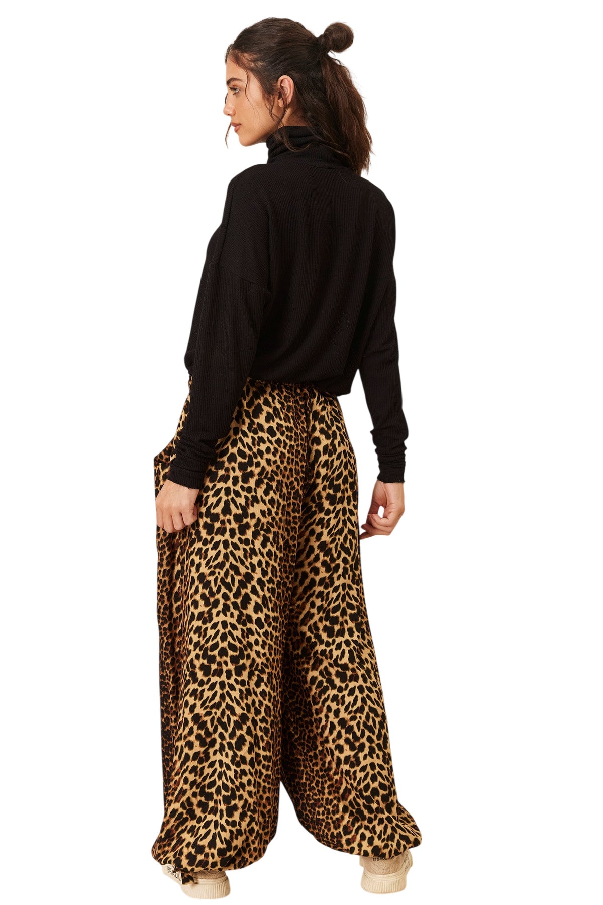 Calça Cintura Baixa Com Cordão Animal Print Yacamim H5