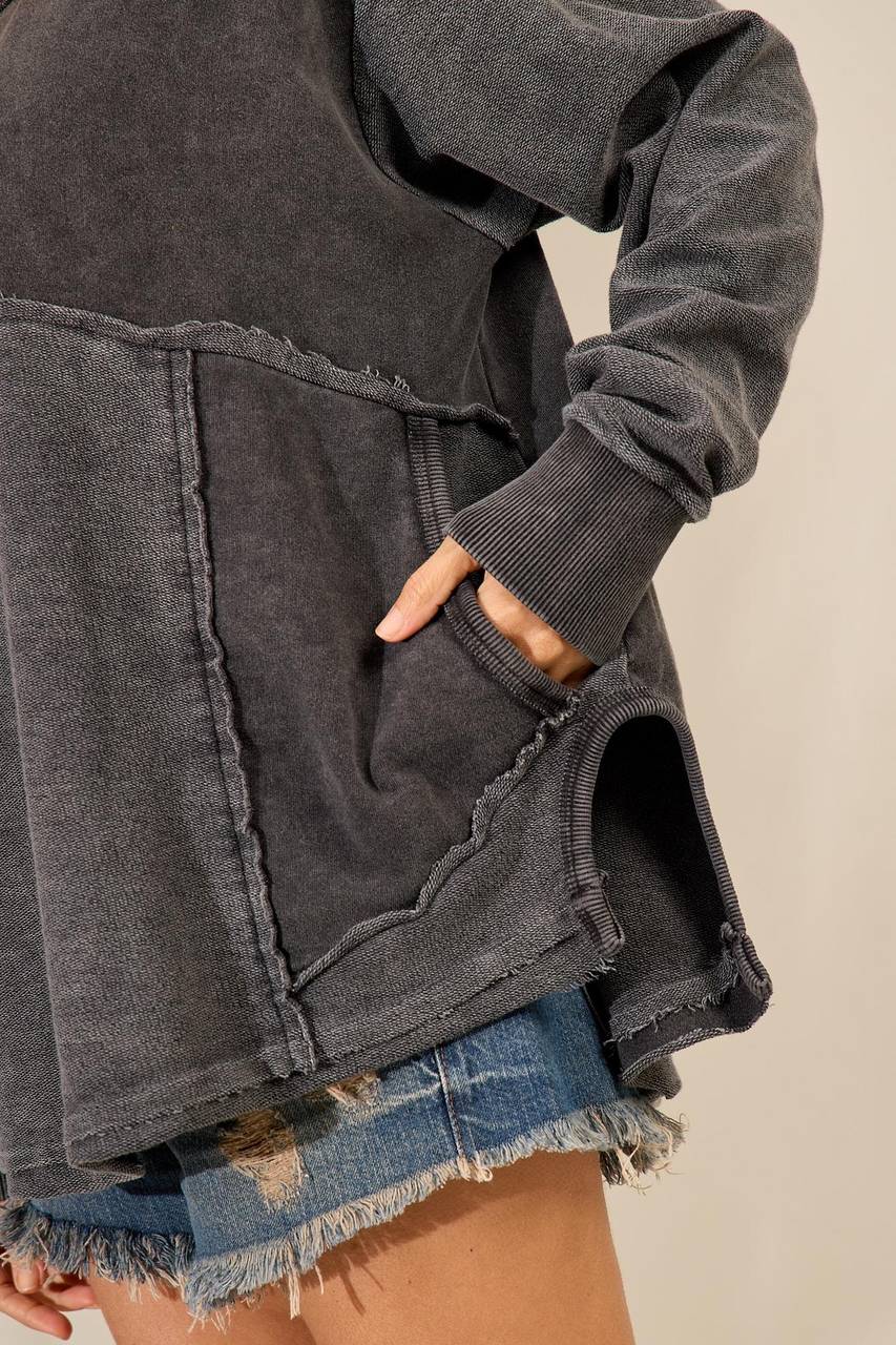 Yacamim A31 Oversized Long Sleeve Graphite Sweatshirt