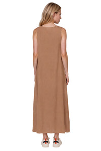 Vestido Regata Midi Com Decote Em V Marrom Yacamim D28