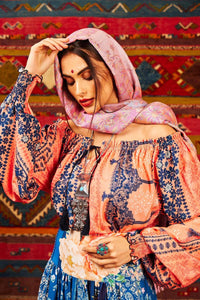 Yacamim Salmon Puff Long Sleeve Gypsy Blouse