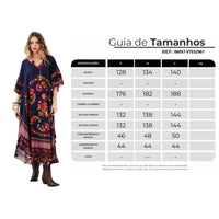 Vestido Amplo Midi Azul Marinho Paisley Yacamim C2