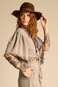 Yacamim Green Ruffled Wrap Crop Top A14