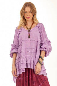 Yacamim Lilac B13 Wide Tunic with Long Puffy Sleeves