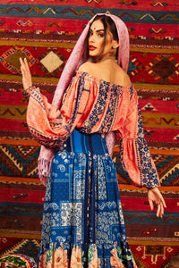 Yacamim Salmon Puff Long Sleeve Gypsy Blouse