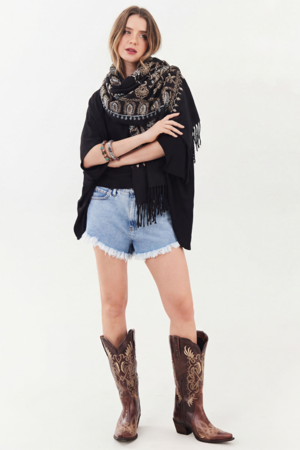 Yacamim Black Cashmere Scarf #887