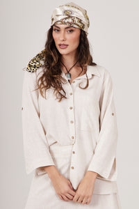 Camisa Manga Longa Botão De Coco Bege Yacamim A2 Liso