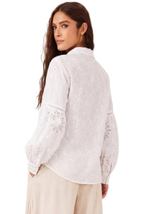 Camisa Broderie Com Entremeios Branca Yacamim A9