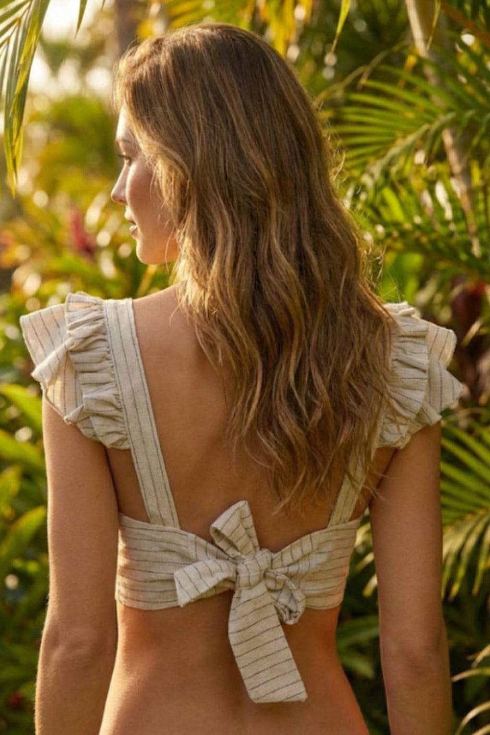 Yacamim F10 Beige Cropped Top with Wide Straps