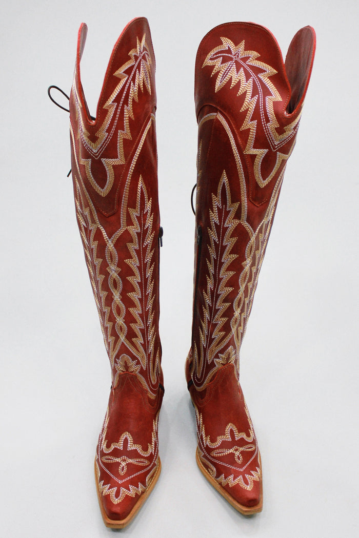 Yacamim #470 Red Embroidered High Boot 52cm