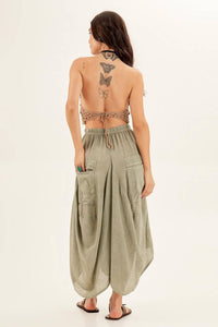 Yacamim Faded Green Pants with Rounded Cutout