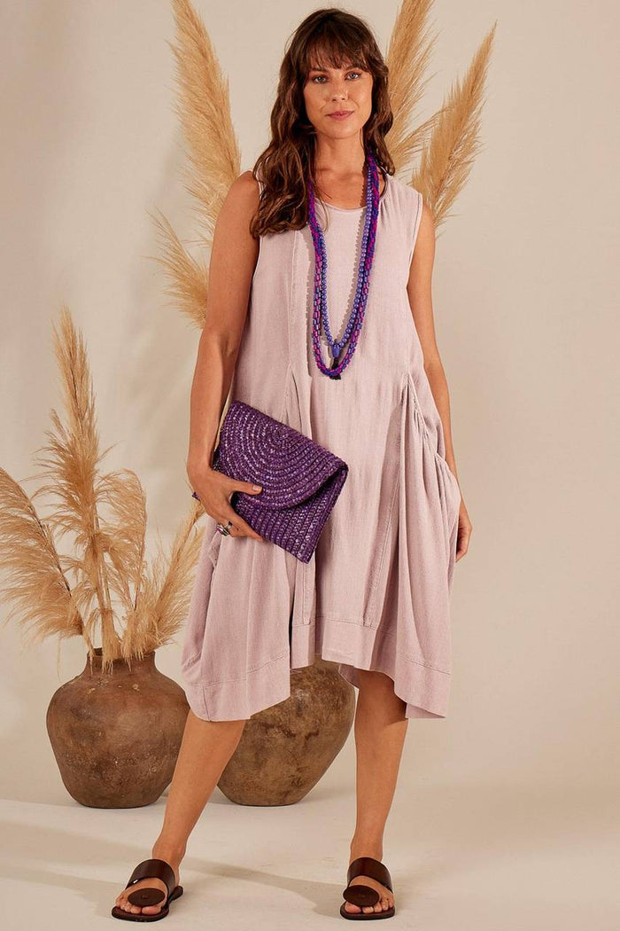 Yacamim Sleeveless Rose Linen Mini Dress