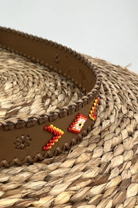 Yacamim Beaded Leather Belt with Old Gold Buckle #10