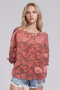 Bata Ciganinha 100% Algodão Paraty Rosa Estampado Yacamim B28