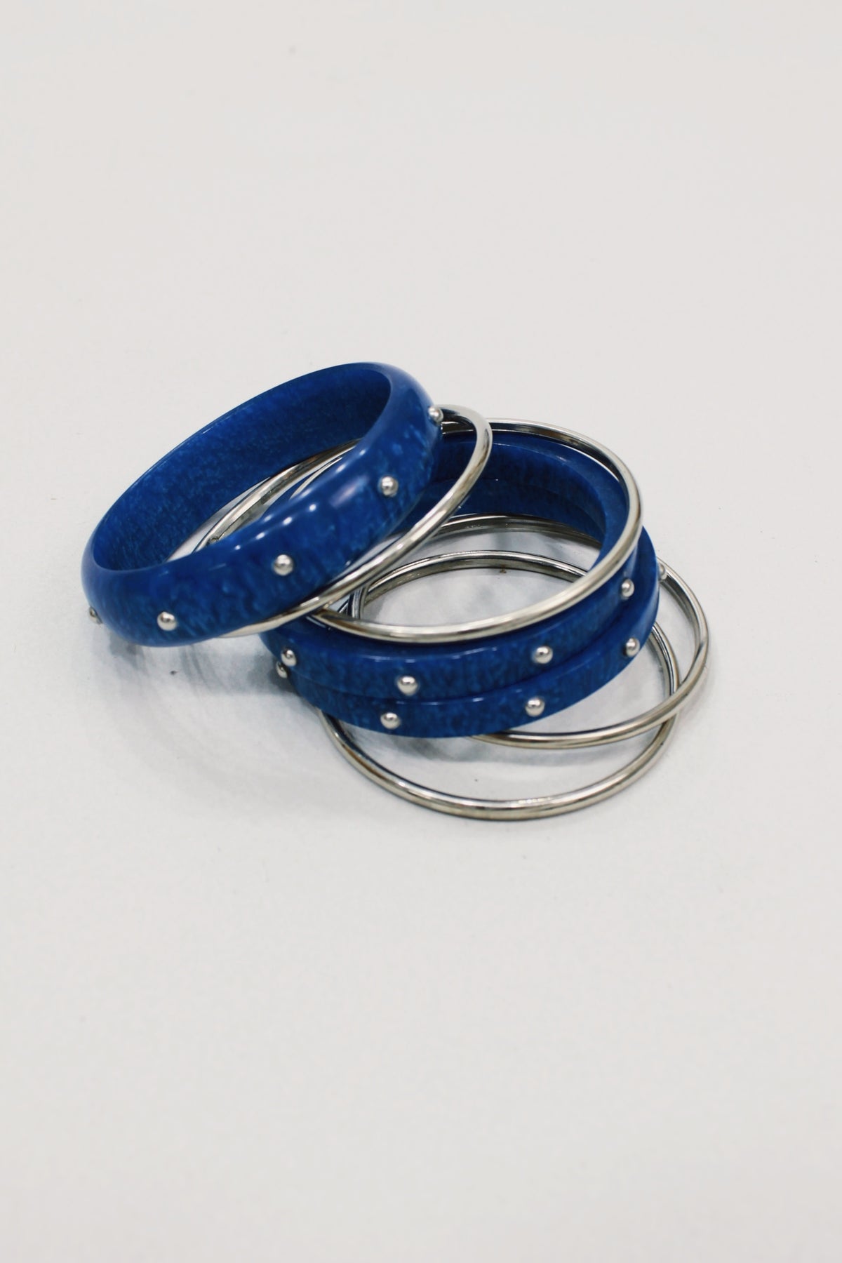 Yacamim Blue Metal and Resin Bracelet Set #584
